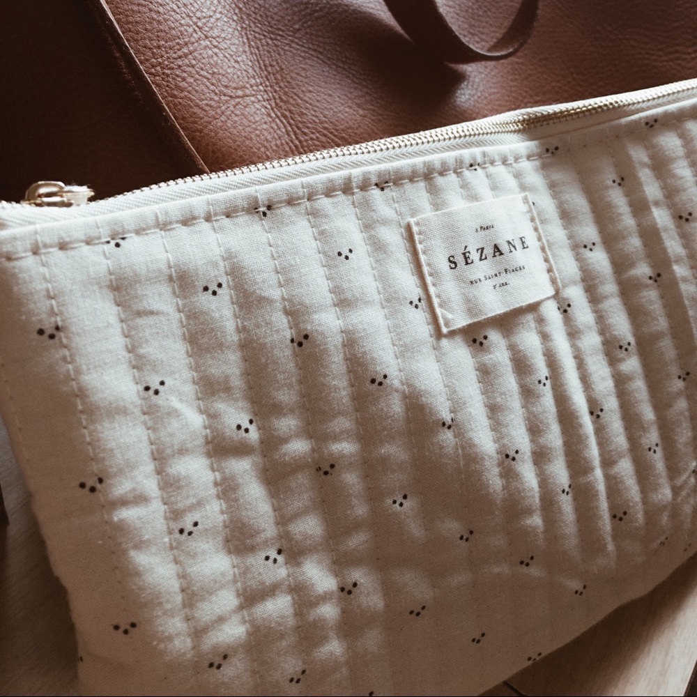 Sezane stitched cotton pouch